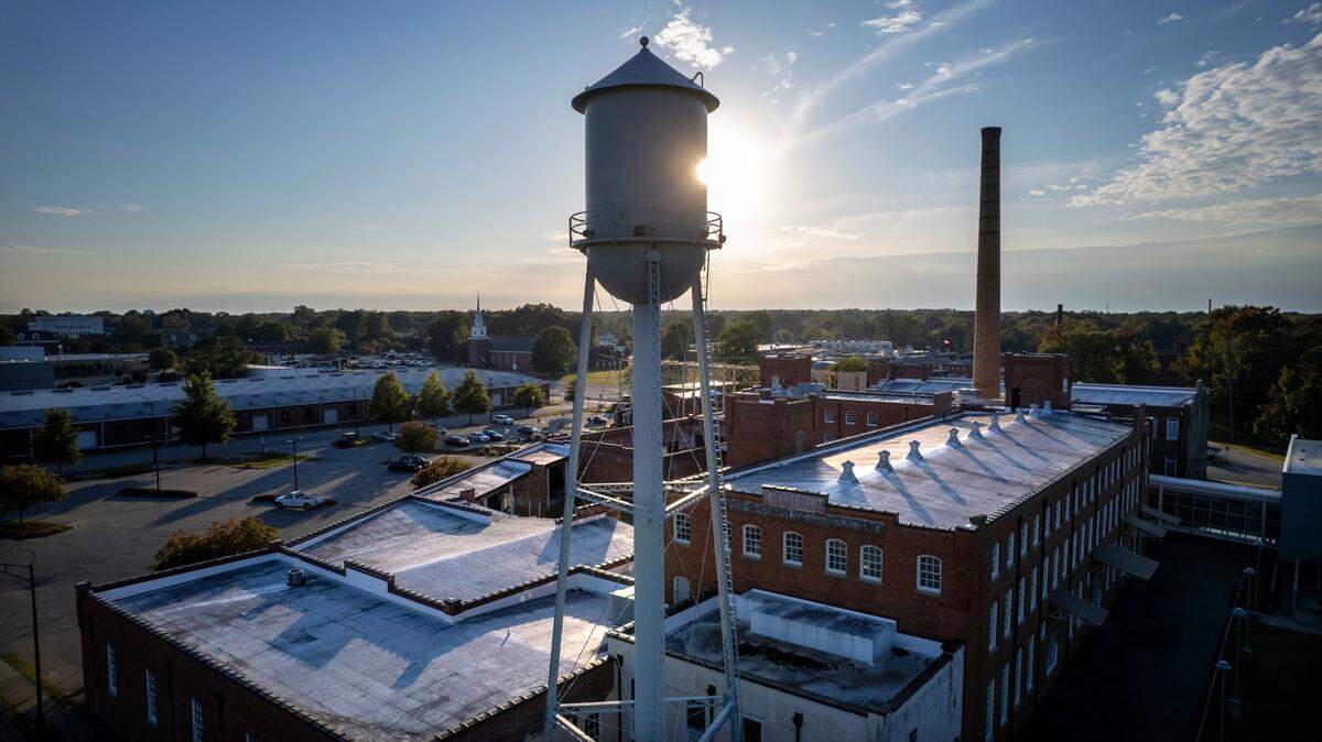 An aerial view of downtown Rocky Mount in Nash County in October 2022.