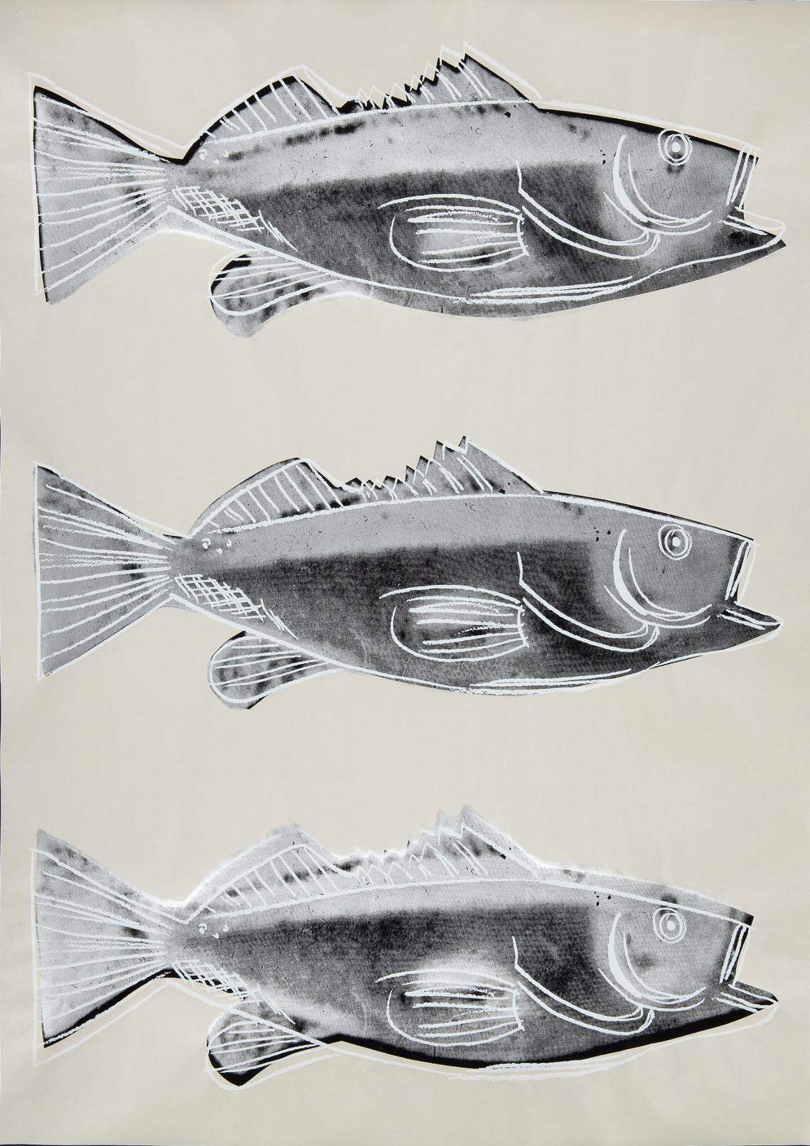 Andy Warhol, Fish, 1983. Offset lithograph on paper, Screen print on wallpaper, 44.125 x 29.375 inches