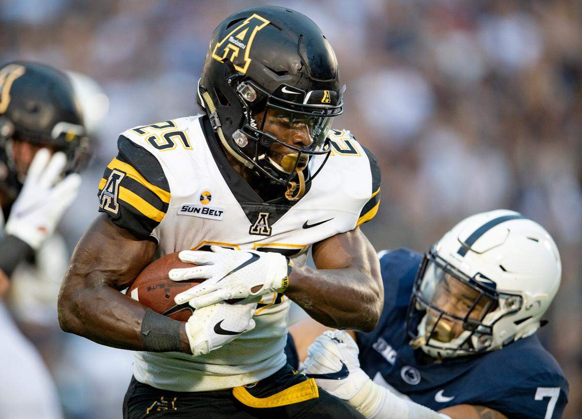 Appalachian State and running back Jalin Moore put a scare in Penn State and thrilled football fans in the Carolinas. Saturday, the Mountaineers play in Charlotte against the 49ers.