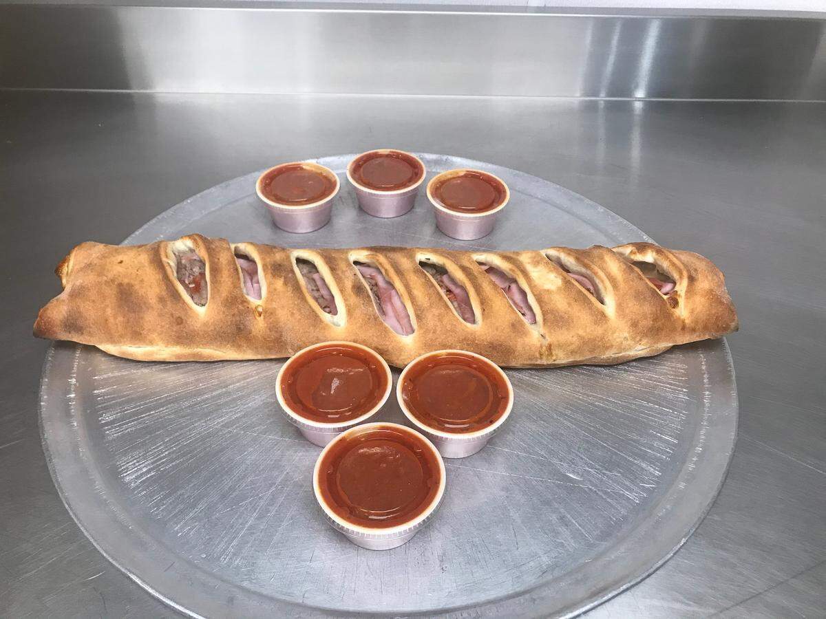 Frank’s Stromboli is a popular selection at Mama’s Pizza Express, owner Frank Manis said.
