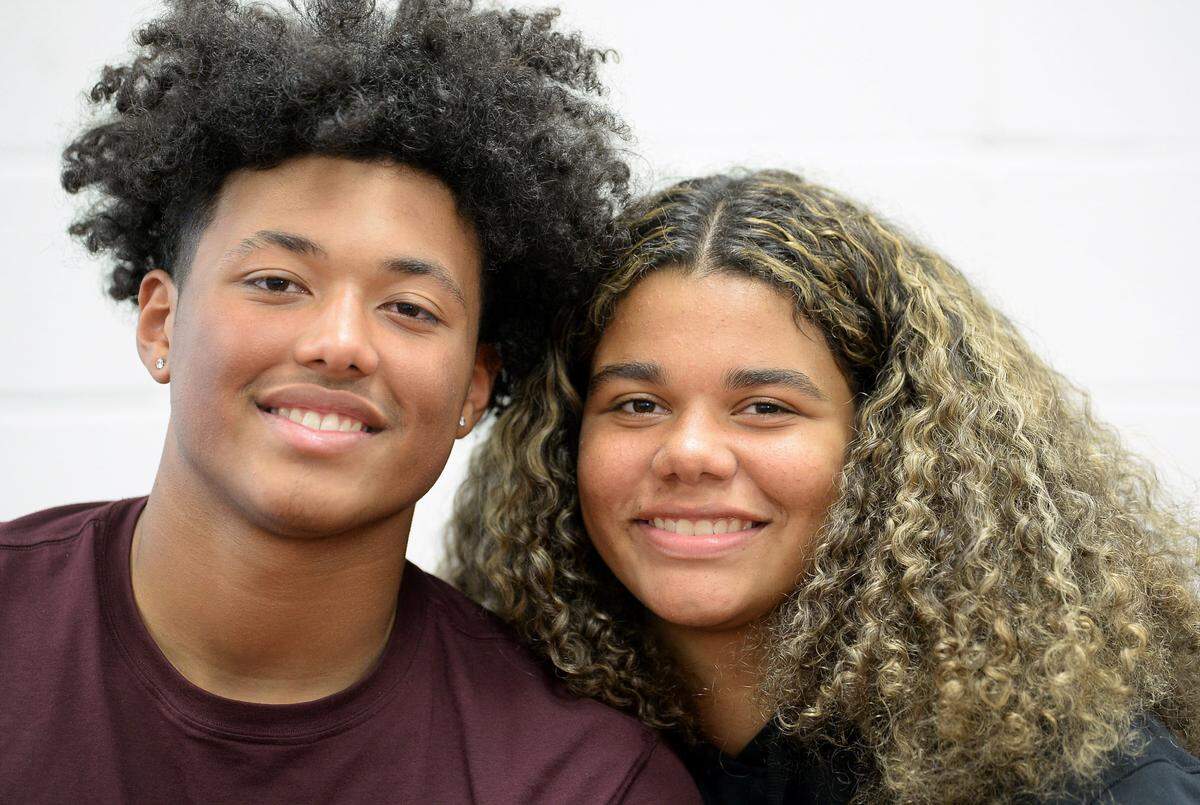 (L-R) Ella and Daevin Hobbs on Monday, November 15, 2021. Ella is a top 20 ranked girls basketball player in the class of 2024. Daevin is a power five football recruit.