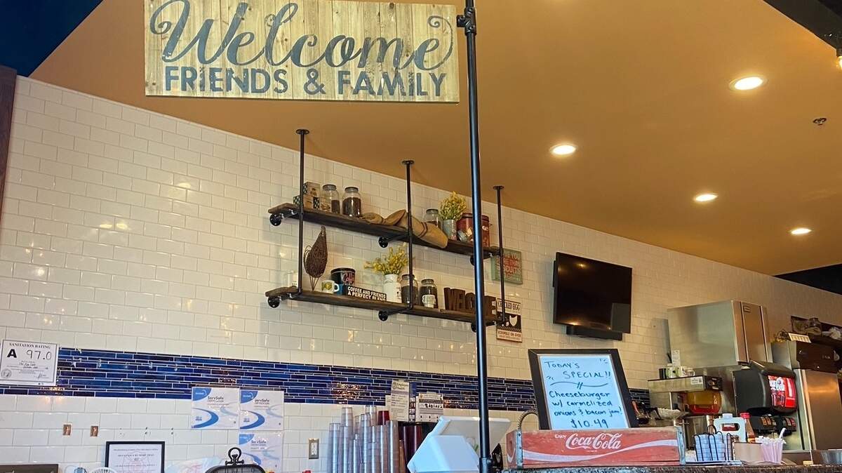 The counter seating area at Rise Cafe.