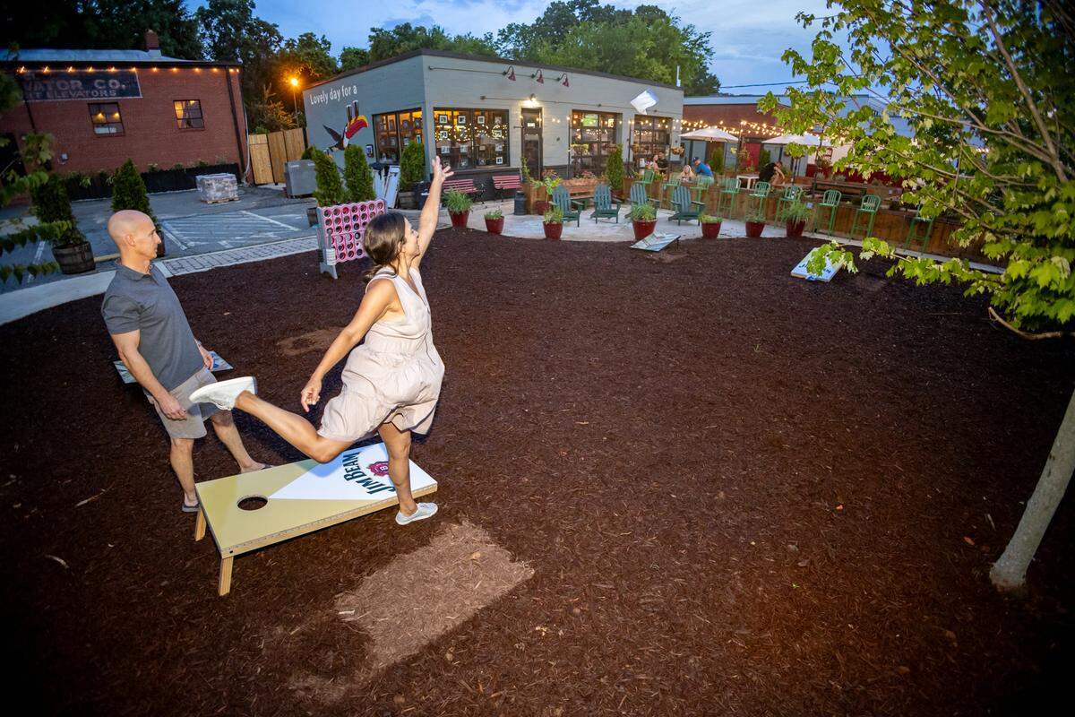 Tyber Creek has an extended patio with lawn games and extra seating.