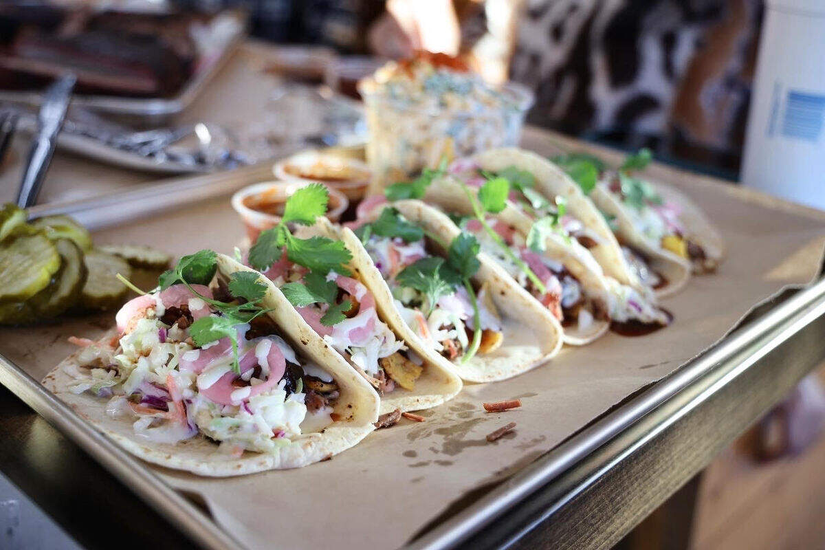 Jon G’s Barbecue has a vast menu including pork tacos, brisket sandwiches and brown sugar baked beans.