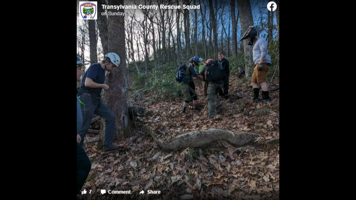 North Carolina rescuers said they reached the injured cyclist during a busy 24-hour period.