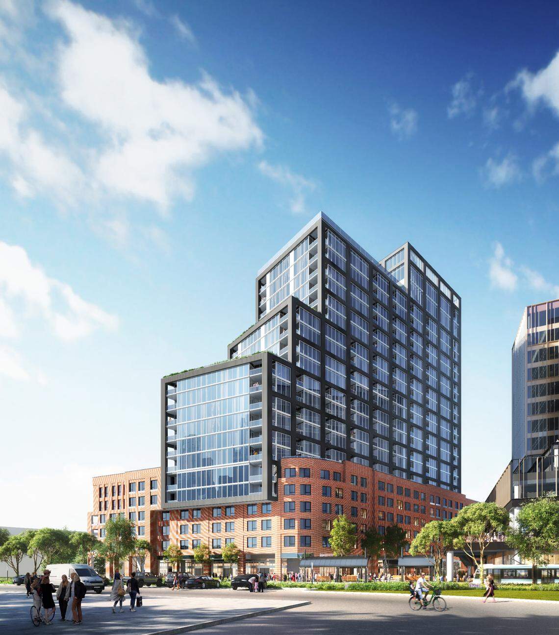 2161 Hawkins is a 24-story, 370-unit apartment tower that will begin construction in October in South End.