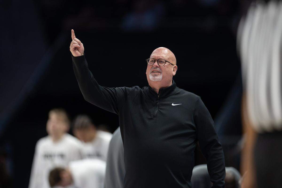 Wake Forest Demon Deacons coach Steve Forbes coaches against the Virginia Tech Hokies during the ACC men's basketball tournament in Charlotte, N.C., on Tuesday, March 10, 2026.