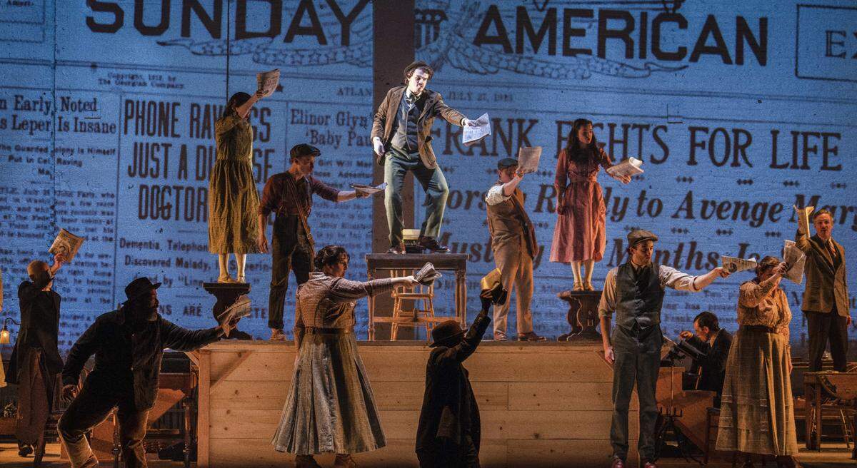 “Parade” is based on the true story of Leo Frank, a Jewish man in Georgia who is on trial in 1913 after being falsely accused of raping and murdering a 13-year-old girl.