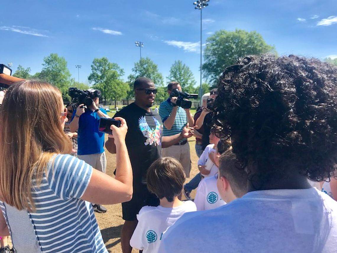 Longtime Carolina Panthers running back Jonathan Stewart officially retired on Wednesday afternoon, but not before hosting a charity event for Charlotte-area kids. (Rodrigue)