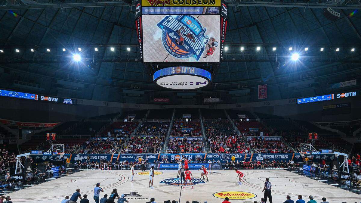 Scenes from the 2022 Big South basketball tournament at Bojangle’s Coliseum in Charlotte.