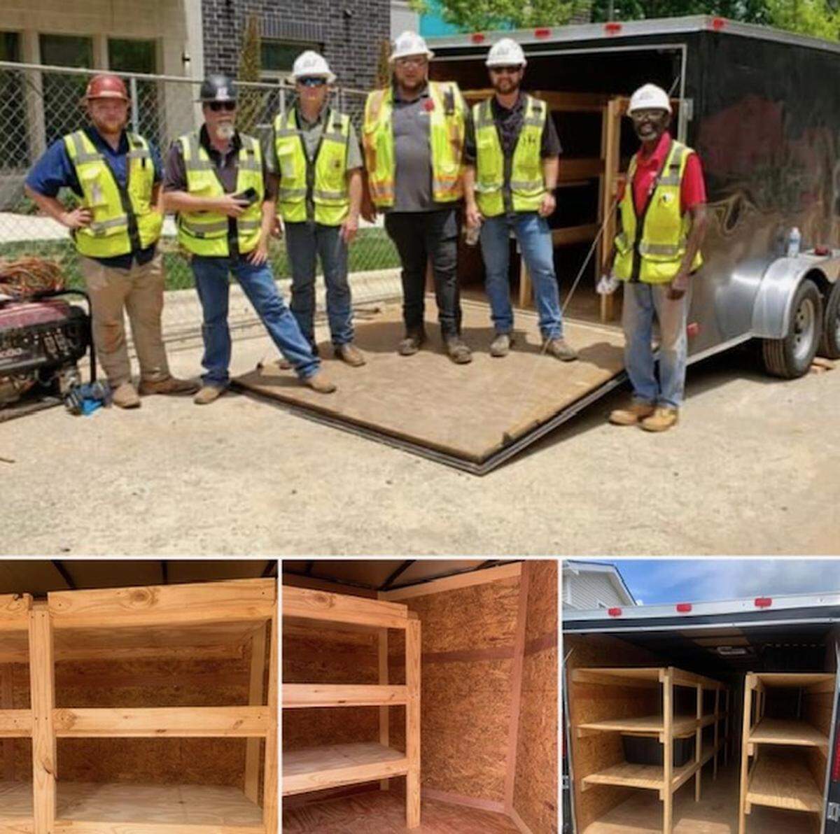 Employees from Samet Corp. installed shelving inside “Black Beauty,” an enclosed trailer used by Block Love Charlotte to help homeless people. The nonprofit reported the trailer stolen from its North Graham Street warehouse on July 11, 2022.