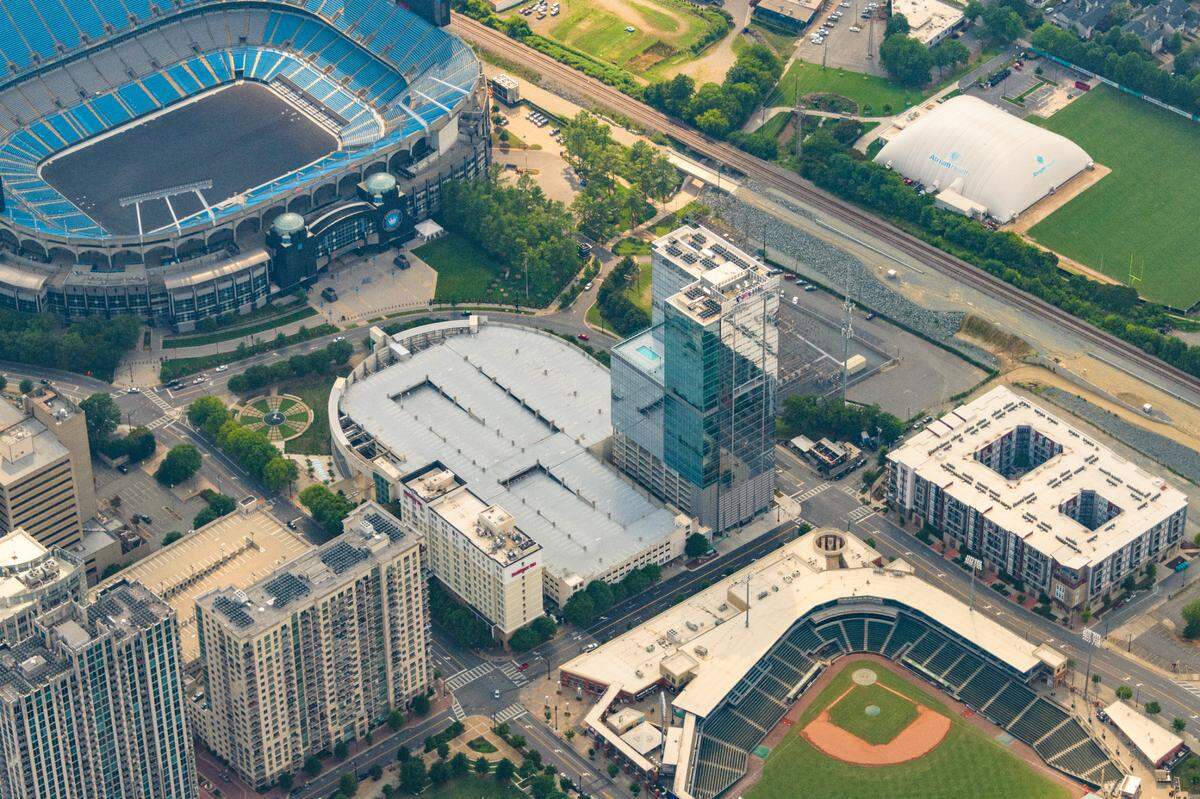 The Mint St. parking deck between Bank of America Stadium and Truist Field will see multiple upgrades, including new ticket dispensers, control gates and signage.
