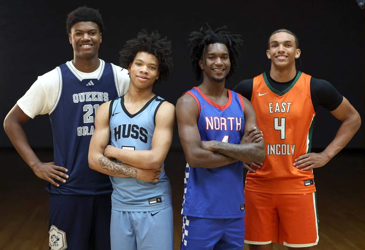All-Observer boys team members (L-R) Chase Smith, Jaleel Smith, Ashton Pierce and Jaxon Dollar on Friday, March 27, 2026.