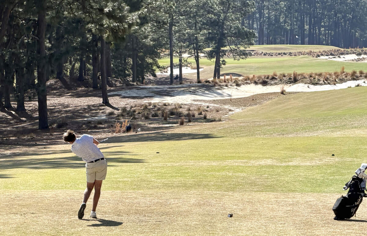 Jake tees off on number 5 at Pinehurst.