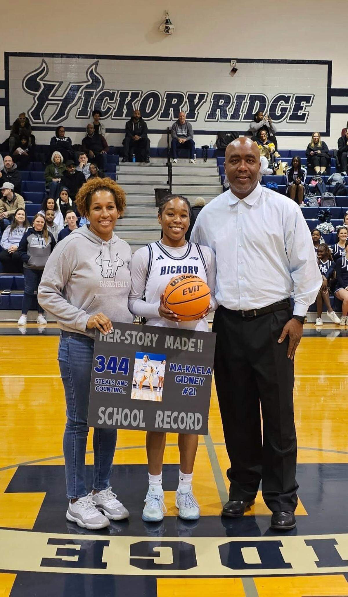 Hickory Ridge’s Ma-Kaela Gidney became the school’s all-time steals leader on Friday, Jan. 16, 2026.