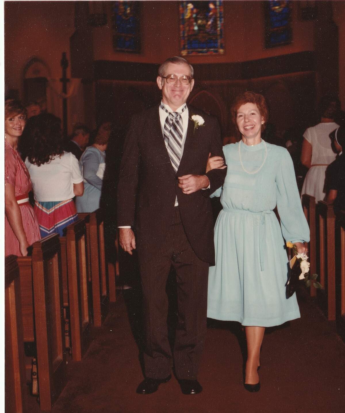 Mary Lou Hildreth with her late husband, Charles Hildreth, at a family wedding. The couple was married for 62 years before Charles Hildreth’s death in 2016.
