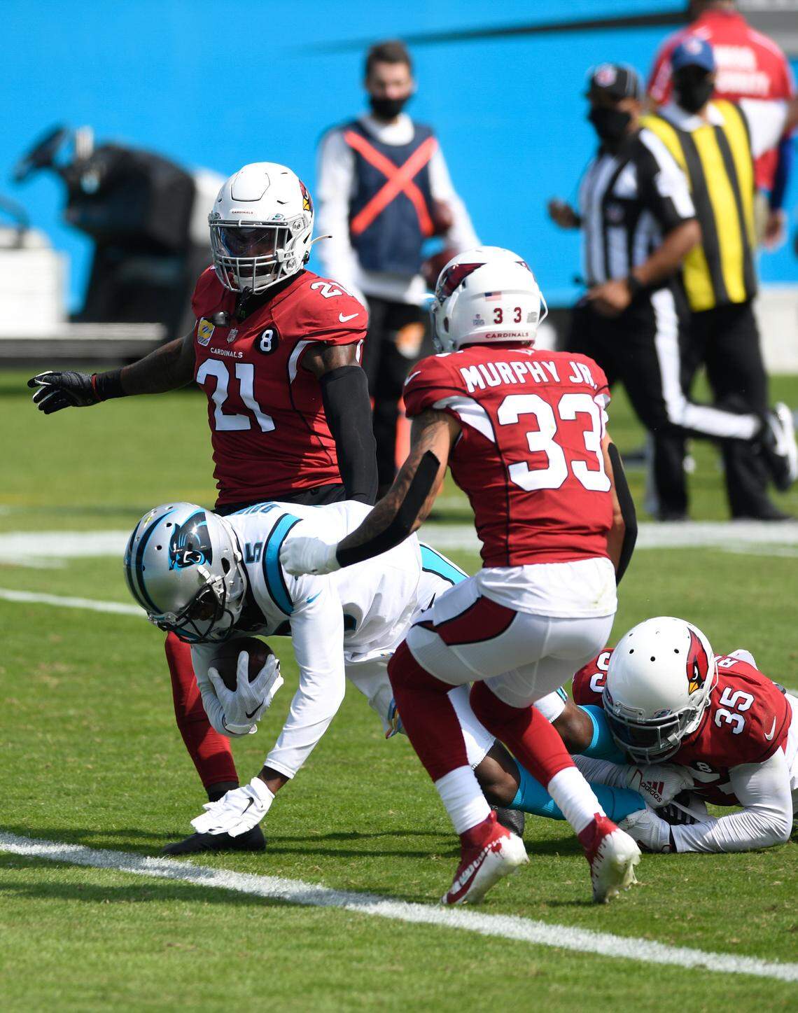 Carolina Panthers quarterback Teddy Bridgewater scored a rushing touchdown on this play -- his first since Dec. 20, 2015.