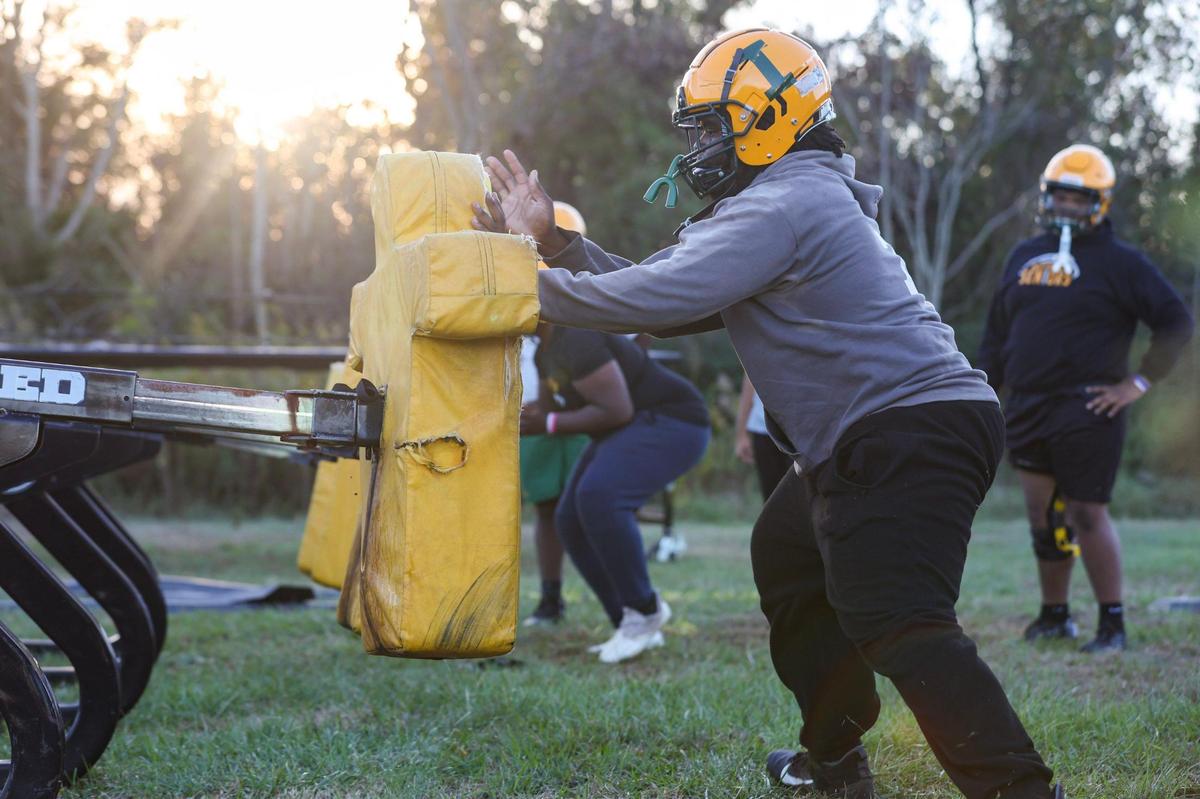 Independence football players run through position drills during practice on Monday, November 14, 2022. Independence is in the third round of the playoffs for the first time since 2013.