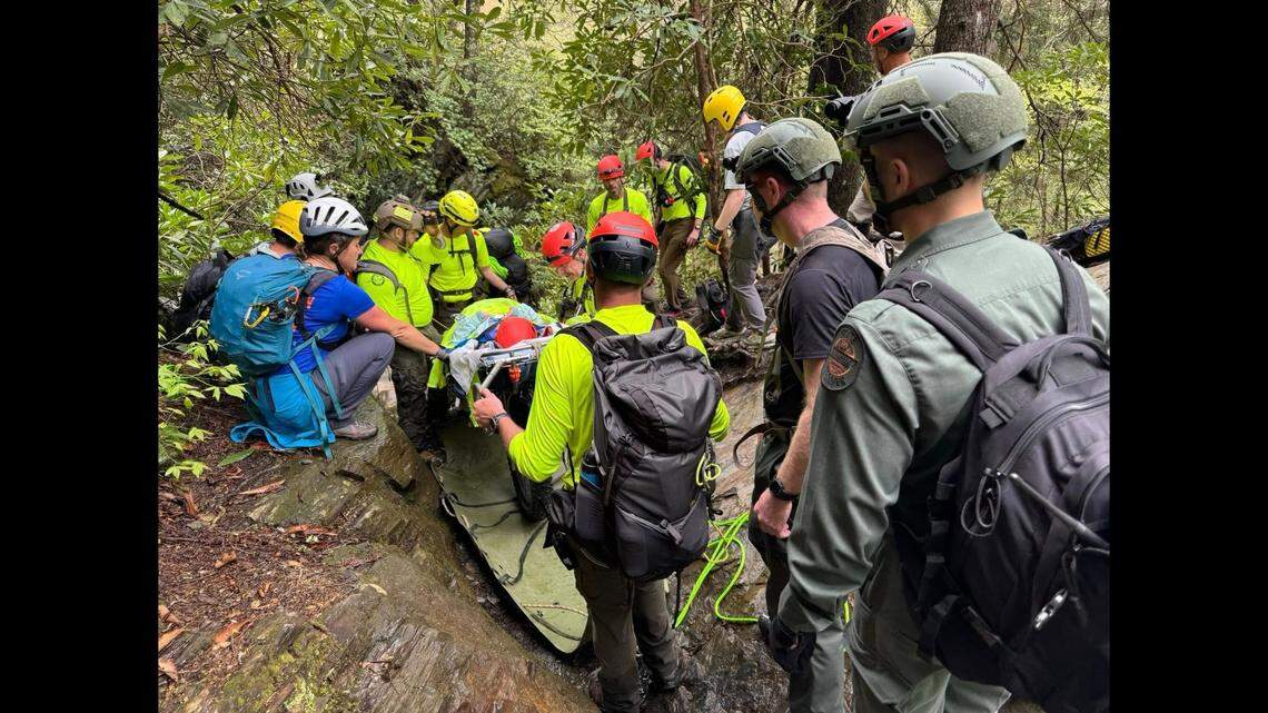 A joint strike team of Tennessee State Troopers and National Park Service rangers carried the “injured hiker several miles through rugged, rain-soaked terrain to safety,” the Tennessee Highway Patrol says.