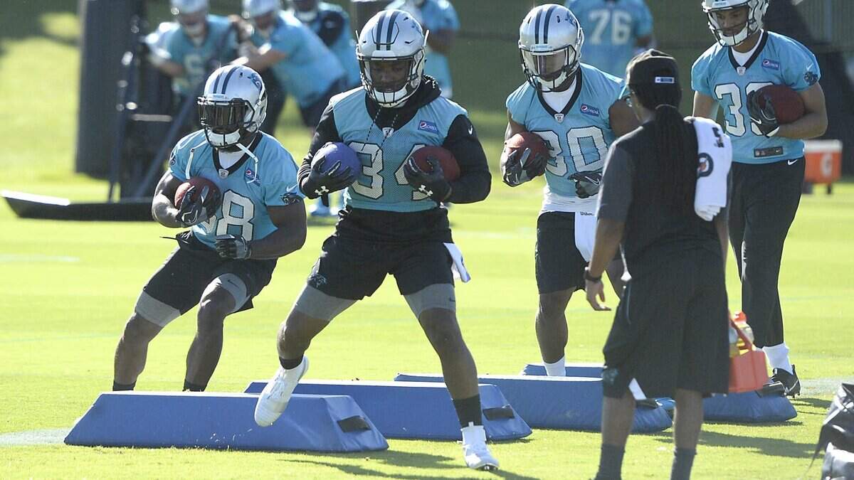 Carolina Panthers running back Kenjon Barner (far left) says he didn't want to give up a $25,000 workout bonus to attend the Eagles' trip to the White House. The issue became moot after Donald Trump canceled the visit.