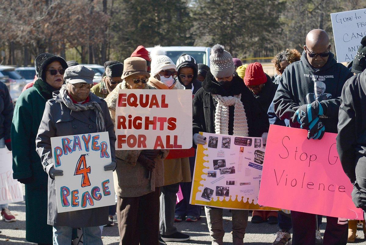 The Hidden Valley Community Association hosted a Martin Luther King Jr. Prayer March that began at noon on Monday. The nearly half mile march of about 50 well-bundled participants started at the Sugaw Creek Recreation Center and headed north on Sugar Creek Drive, finishing at Reagan Drive.