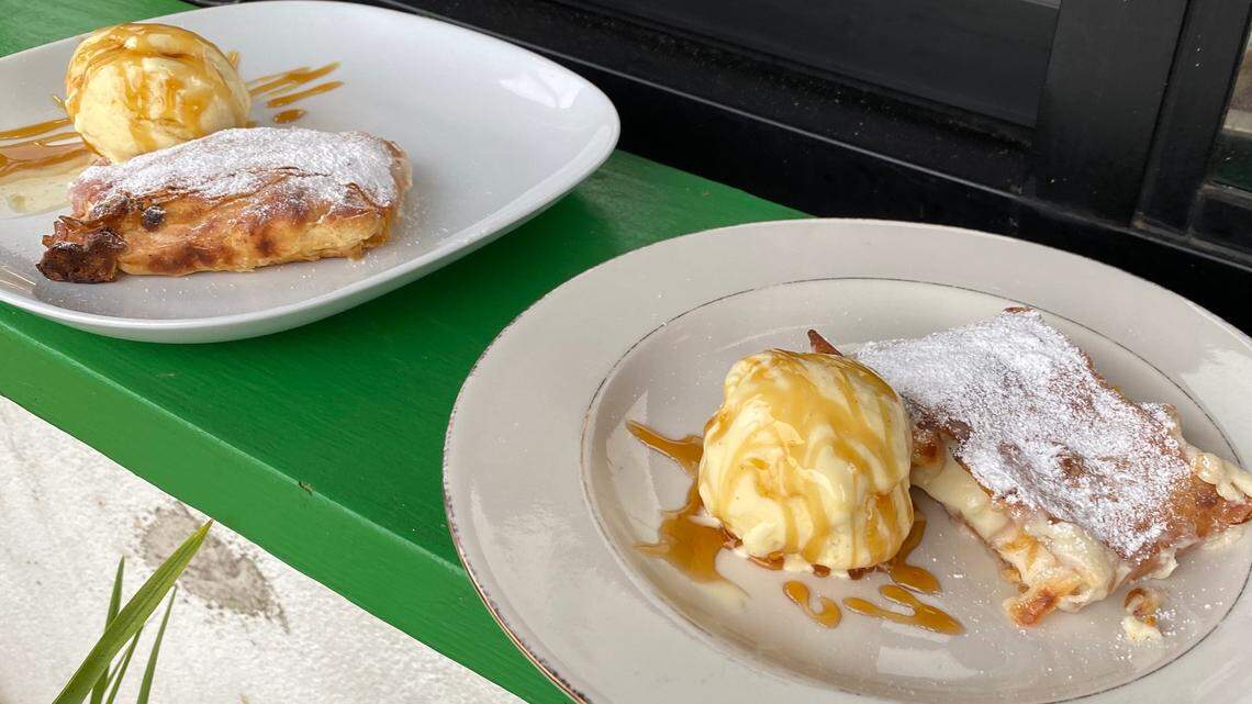 The Strudel Shop, which closed its Charlotte location in 2021, serves both savory and sweet strudels.