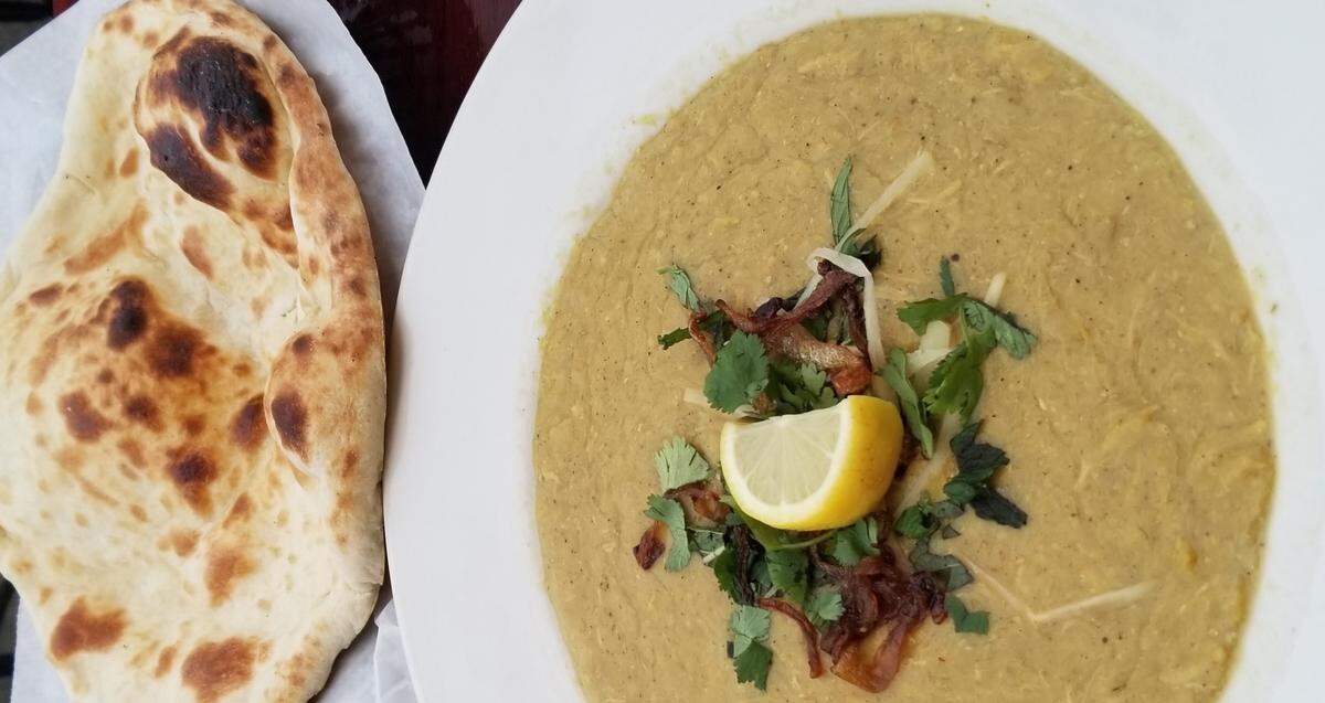 At Kababish Cafe, the Haleem is a chef's special featuring shredded chicken with lentils and served with naan.