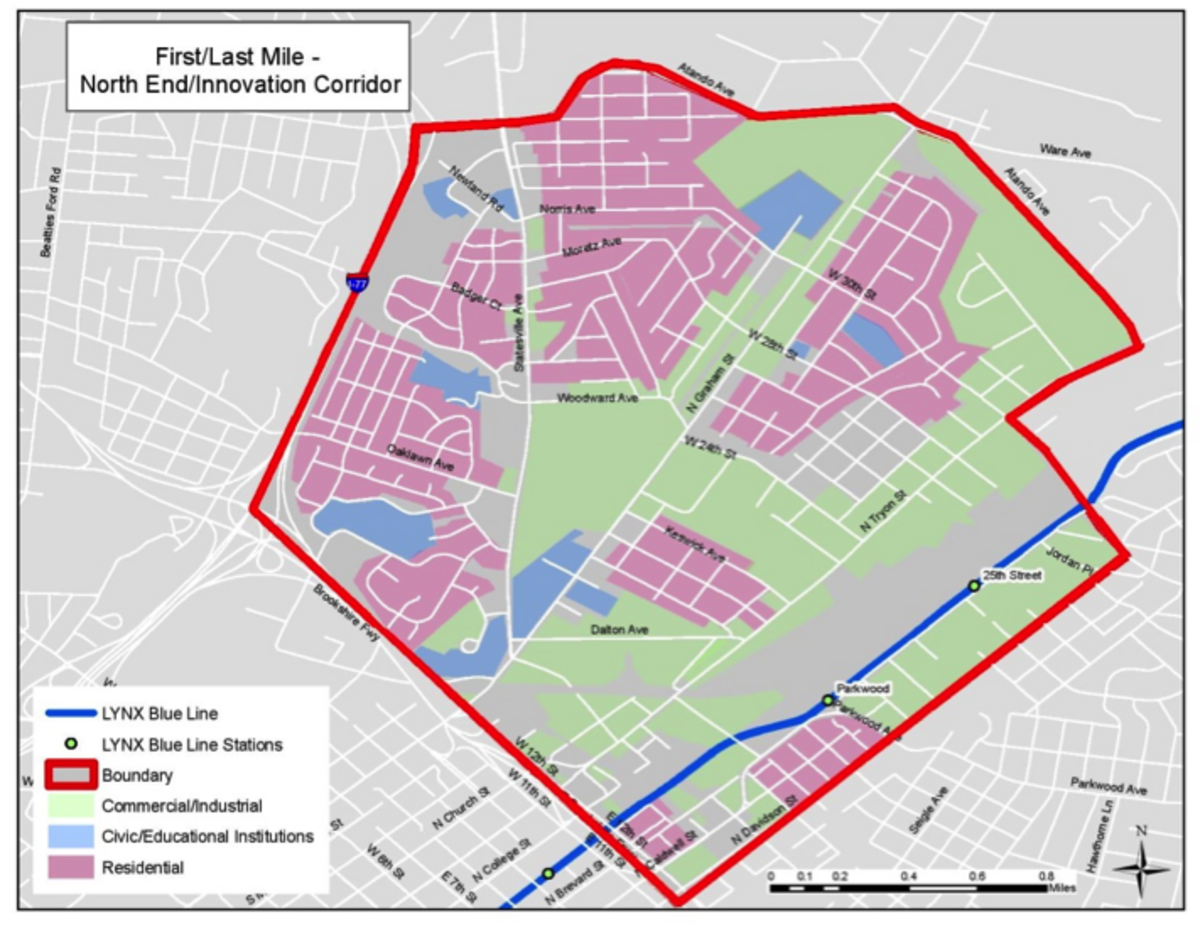 This is the boundary for eligible Lyft trips to and from the Parkwood Lynx Blue Line station.
