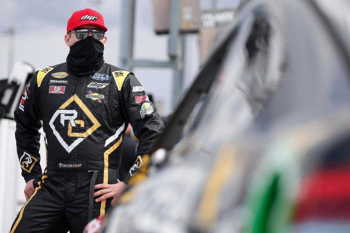 NASCAR driver Taylor Gray at ARCA race in Phoenix. Gray drives the No. 17 Ford for DGR-Crosley.