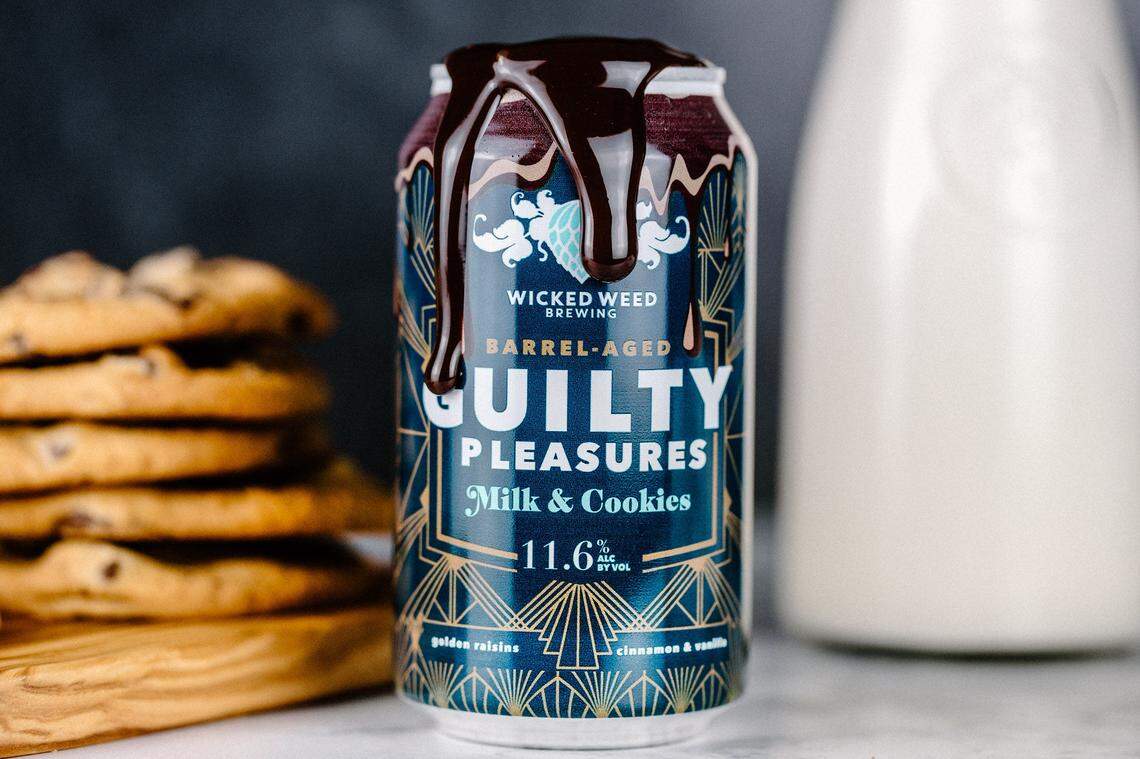 Wicked Weed Brewing’s Milk & Cookies: Imperial Stout brewed with golden raisins, cinnamon, vanilla and tastes of dried fruit, oak, malty sweet and bourbon.