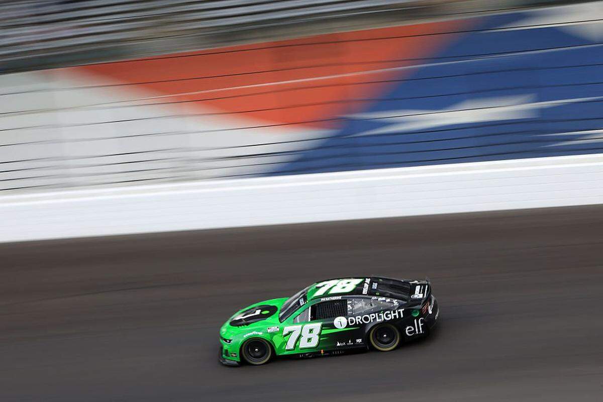 Katherine Legge, driver of the #78 Droplight Chevrolet, drives during the NASCAR Cup Series Brickyard 400 Presented by PPG at Indianapolis Motor Speedway on July 27, 2025 in Indianapolis, Indiana.