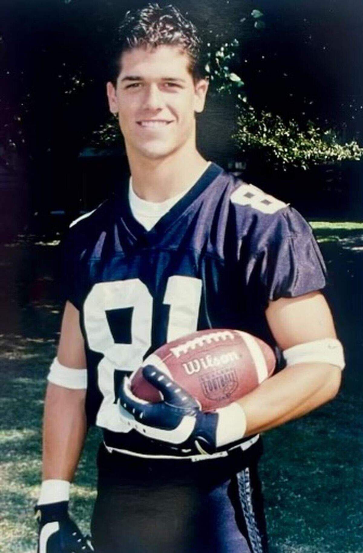 Dave Canales, head coach of the Carolina Panthers, during his college career as a wide receiver at Azusa Pacific University.
