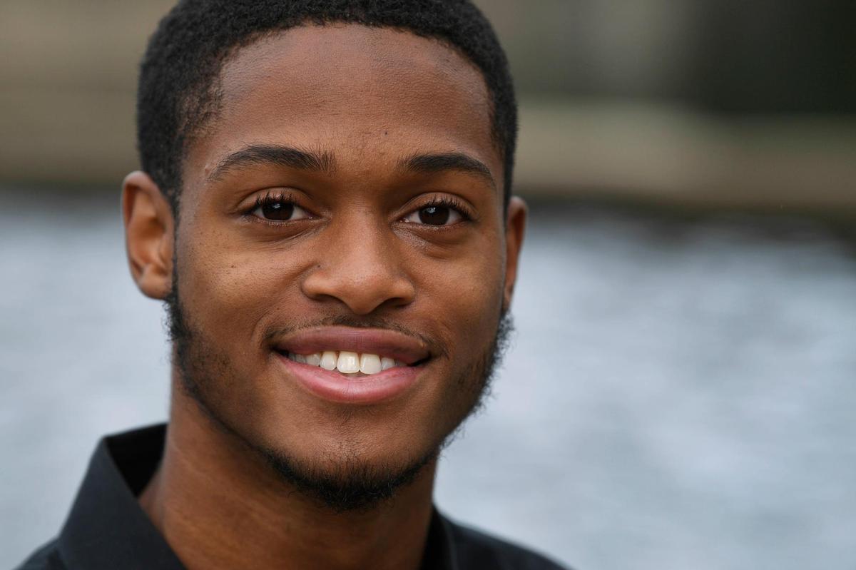 Righteous Keitt of Charlotte, NC, In Marshall Park on Friday, September 18, 2020. Keitt is being honored by Men’s Health Magazine for his activism as part of their 2020 Project.
