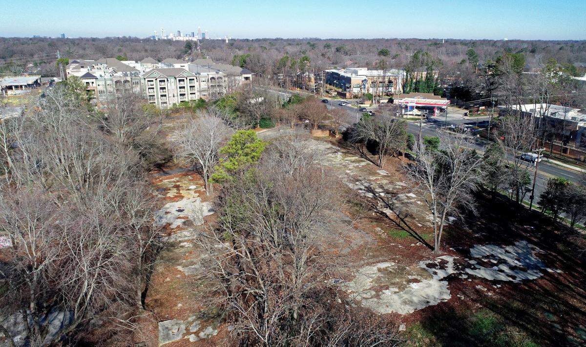 Apartments used to occupy this piece of prime real estate at Providence and Fairview Roads in Charlotte. Years ago, plans were announced for a large retail and apartment development at the location.