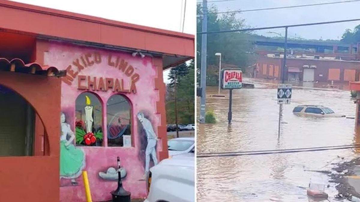 Pictures of El Chapala in Asheville’s Biltmore Village, before and after the flooding caused by Hurricane Helene.
