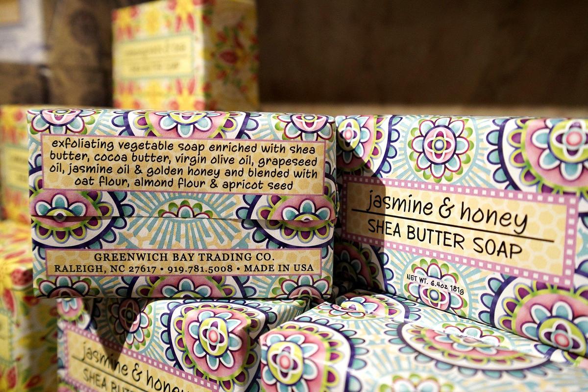 The soap jasmine & honey made in Raleigh is among the items sold at Paper Skyscraper.