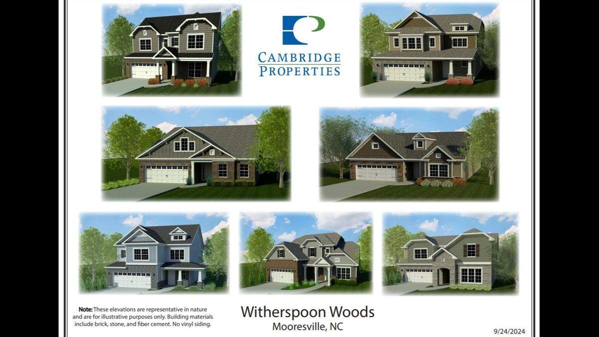 On Tuesday, Jan. 21, 2025, Mooresville commissioners approved plans by Charlotte-based Cambridge Properties for up to 175 homes in Witherspoon Woods at Rocky River and Kistler Farm roads.