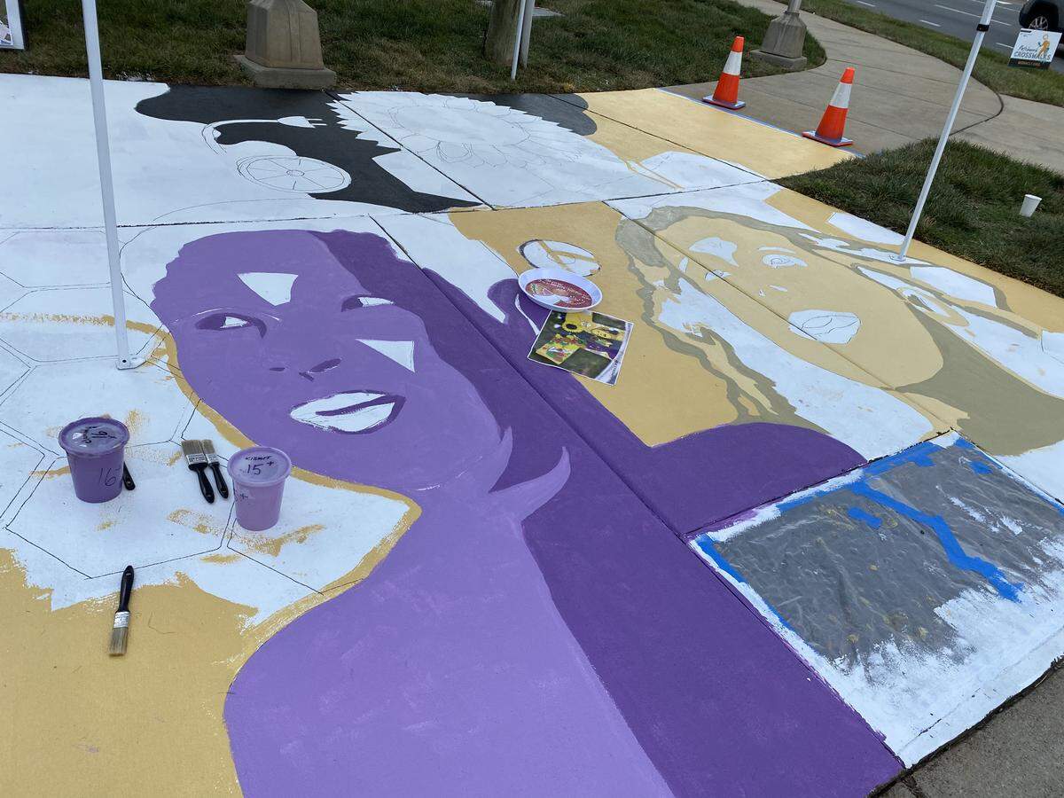 Work is underway at the first mural location, at Chippendale Drive and Monroe Road.