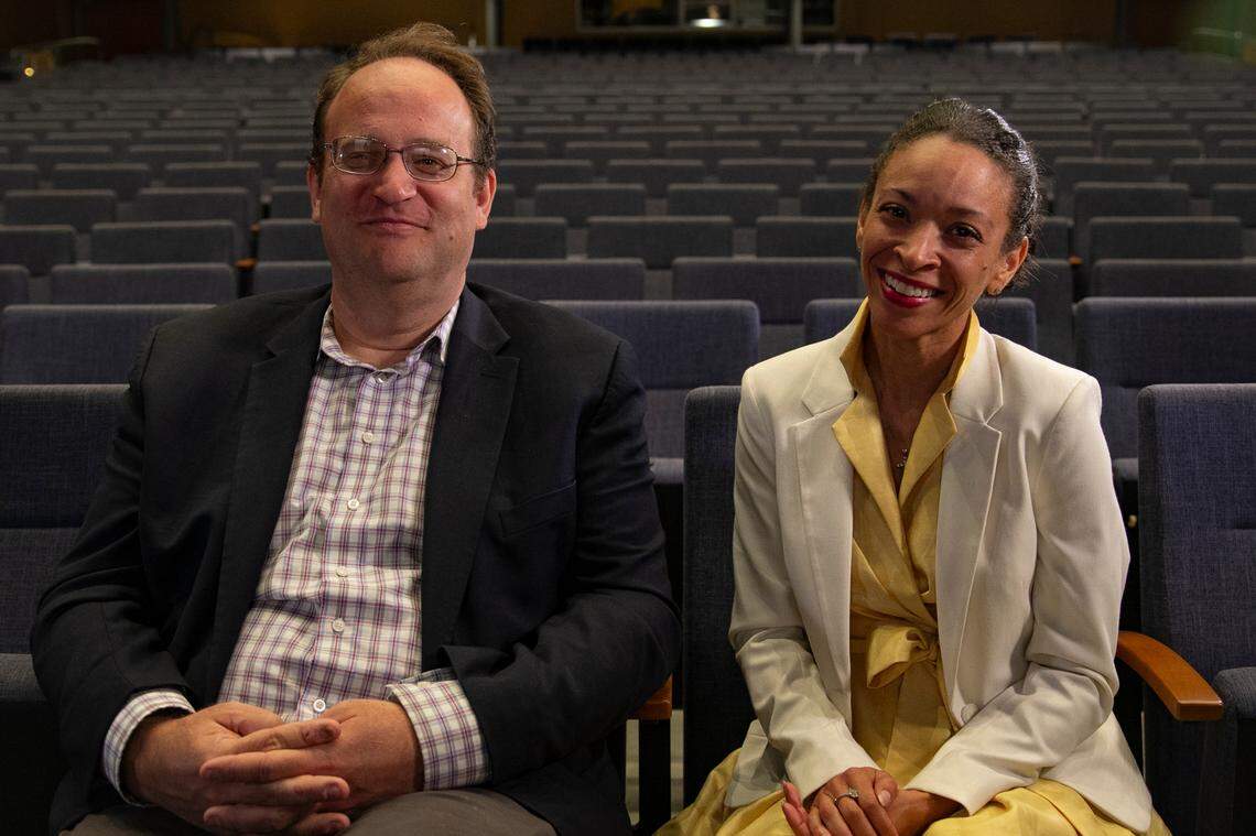 Justin Smith, director of music and choral activities at Queens University of Charlotte, and Kristin Tokic, a member of the board of directors at Children’s Theatre of Charlotte.
