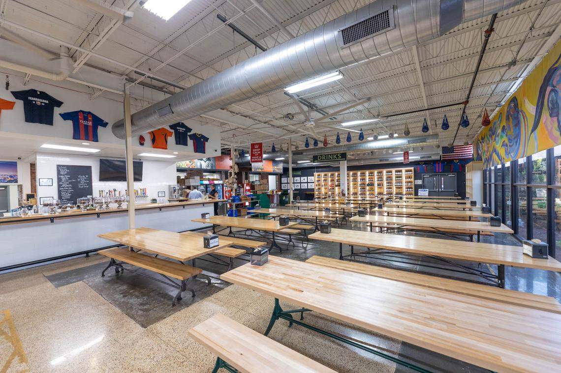 Barcelona Burger and Beer Garden in Merino Mill has indoor and outdoor seating.