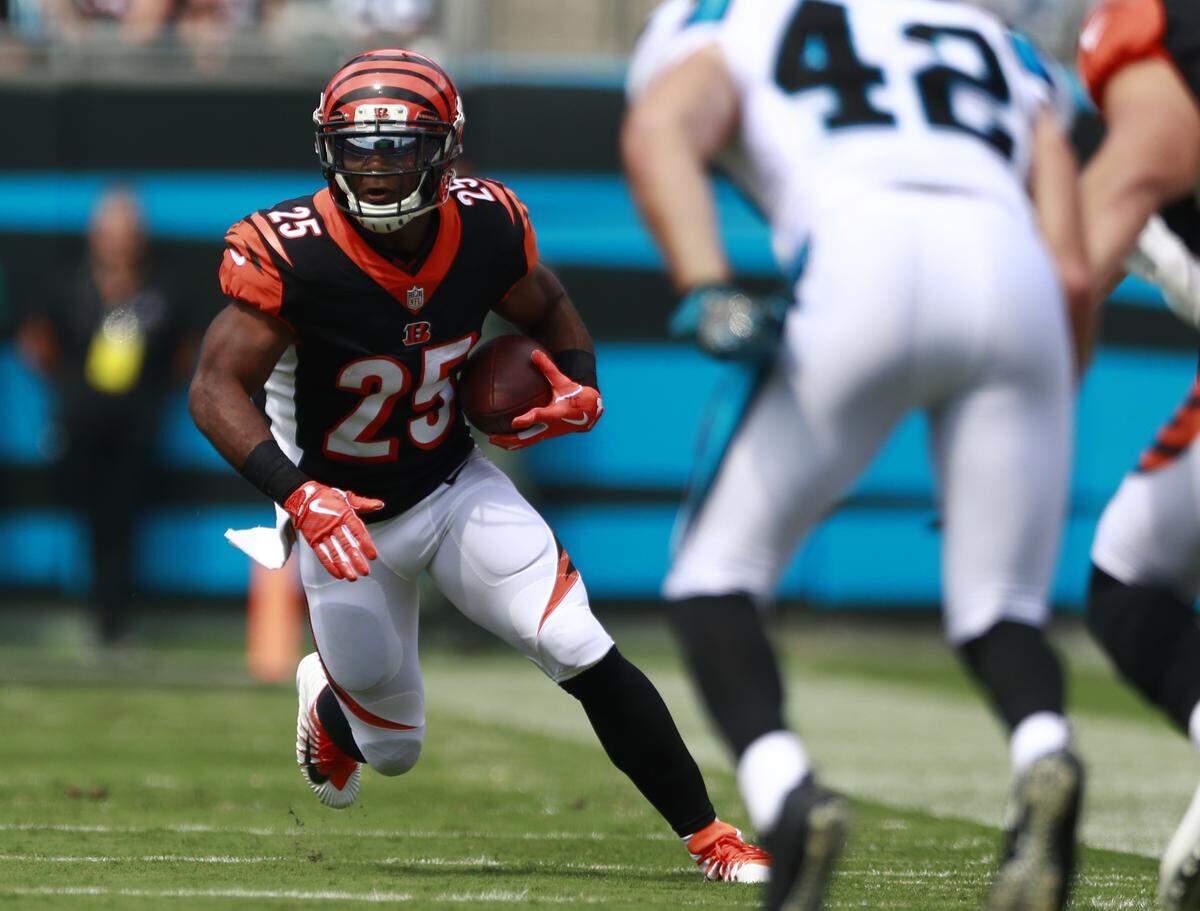 If you take away a 23-yard run to start the second half, Cincinnati Bengals running back Giovani Bernard (25) had pedestrian numbers against the Carolina Panthers on Sunday.