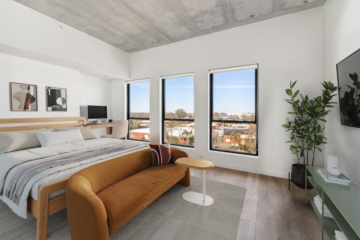 The bedroom is yours alone, while you share the kitchen and other common spaces in Foster Flats co-living concept in Charlotte.