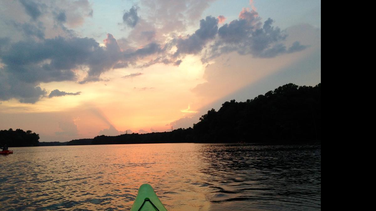 
Kayaking into the sunset at Mountain Island Lake. 
