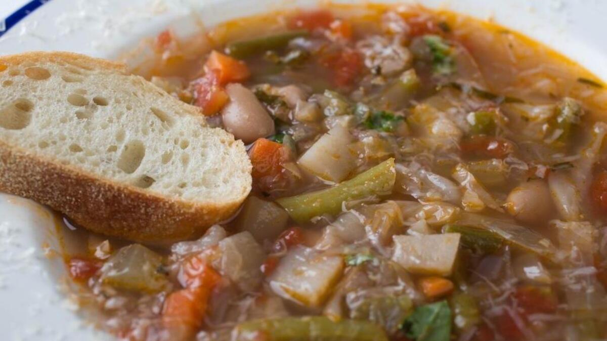 Classic minestrone prepared in the Martha Stewart style.