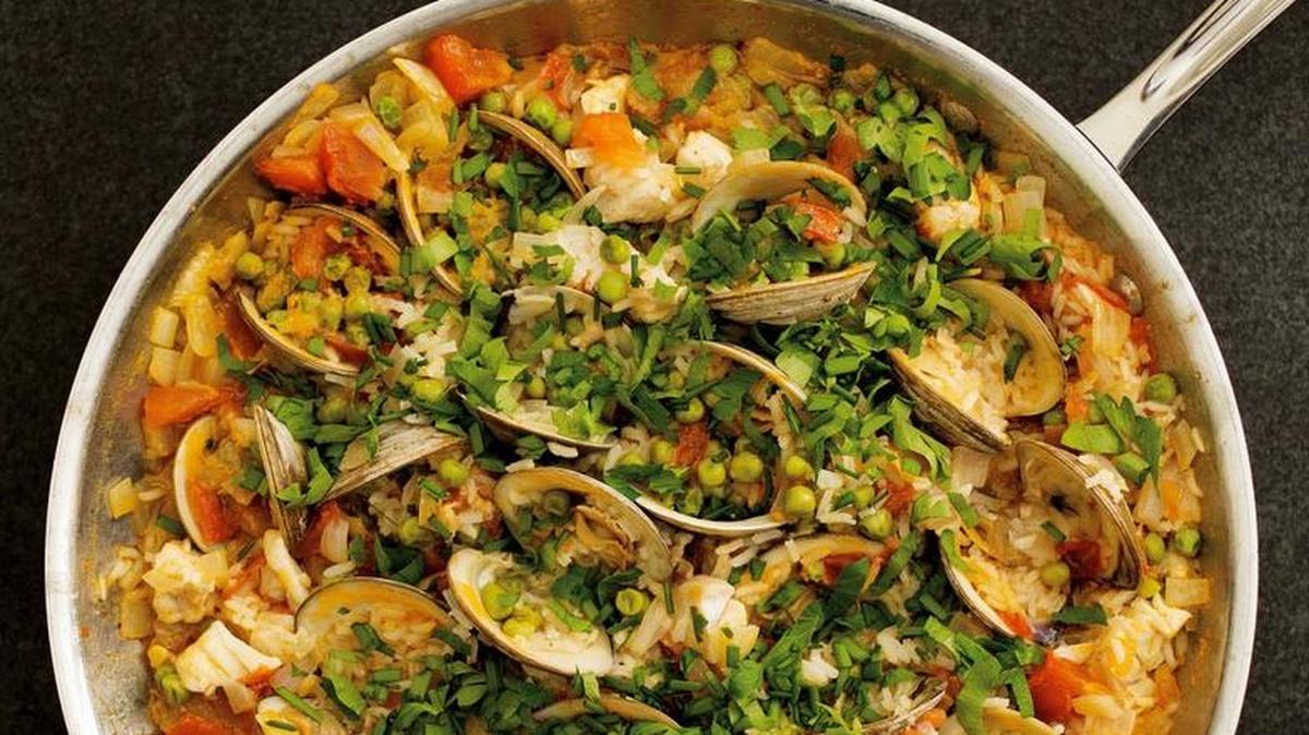 Carolina Paella from Debbie Moose’s new cookbook, “Carolina Catch: Cooking North Carolina Fish and Shellfish from Mountains to Coast.”