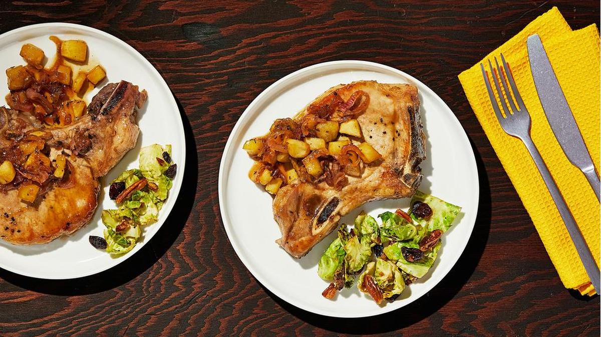 The sauce for the apple cider glazed pork chops can mask many faults.