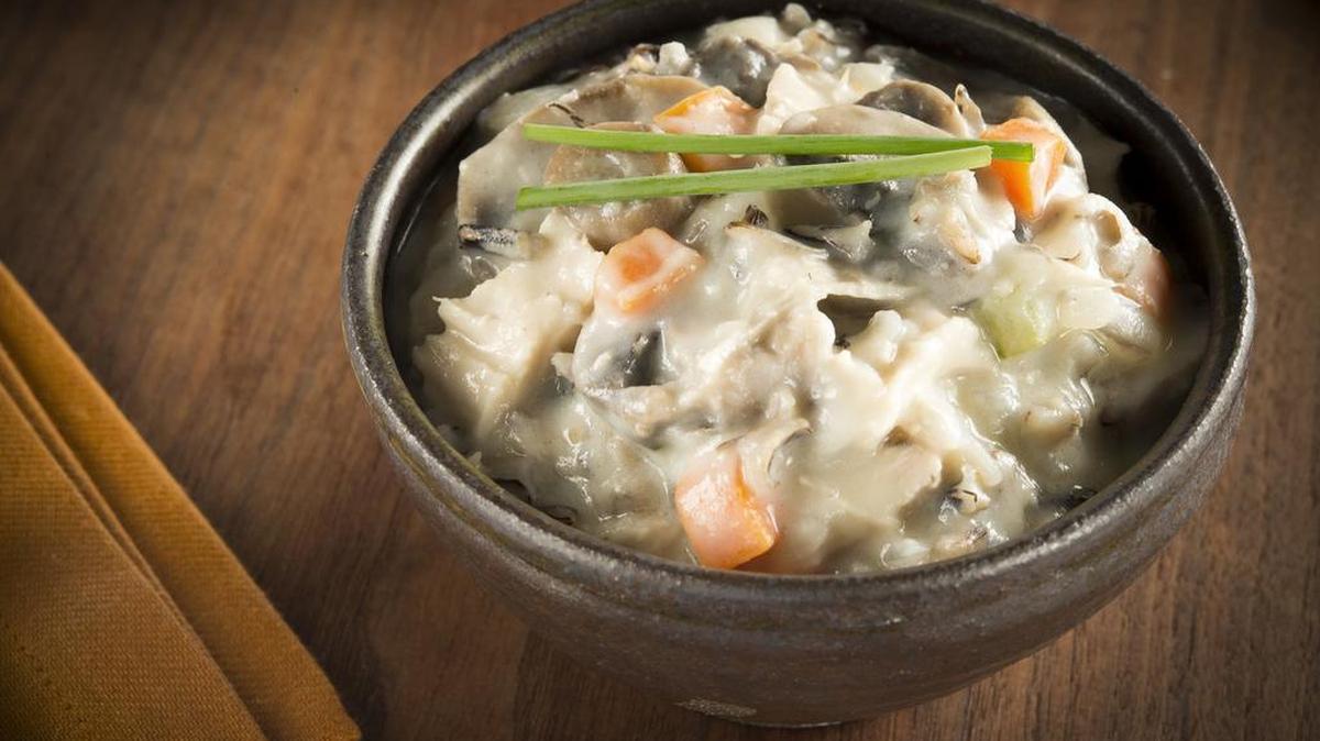 Creamy chicken and wild rice soup.