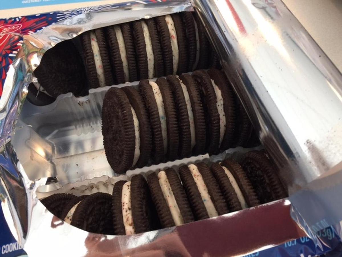 The latest Oreo release has bits of red and blue Pop Rocks in the filling.