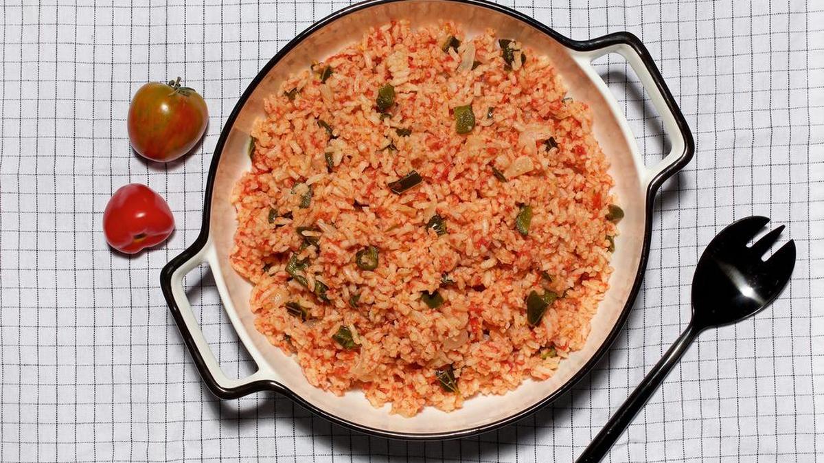 Red rice is taken to the next level by using fresh tomatoes.