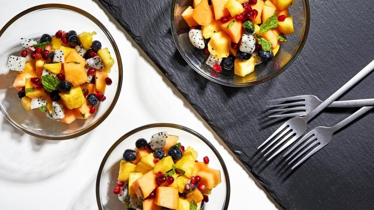 It's fun to add one splurge fruit to a salad, something that can be more exotic or unexpected, something that you would not want as the entire foundation of your salad. Dragon fruit, which boasts a spongy flesh speckled with tiny black seeds and a kiwilike flavor, is one example.
